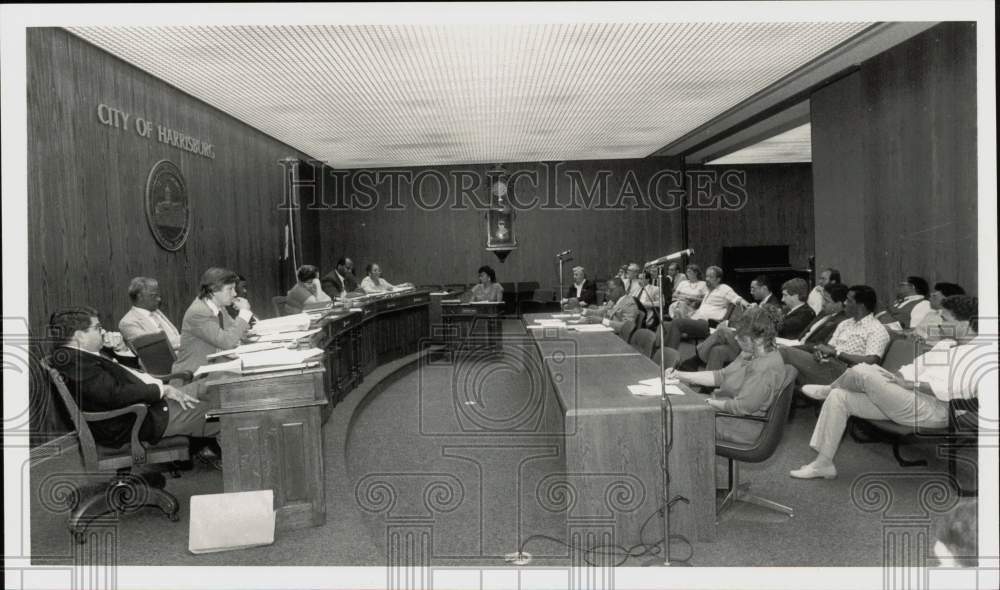 1985 Press Photo Harrisburg City Council Members at Meeting - pna15207- Historic Images