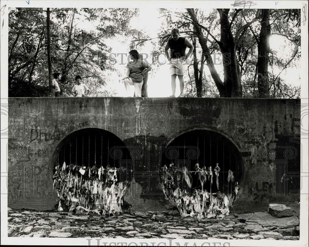 1988 Press Photo Residents at Drainage Ditch Near Hampden Township Landfill- Historic Images