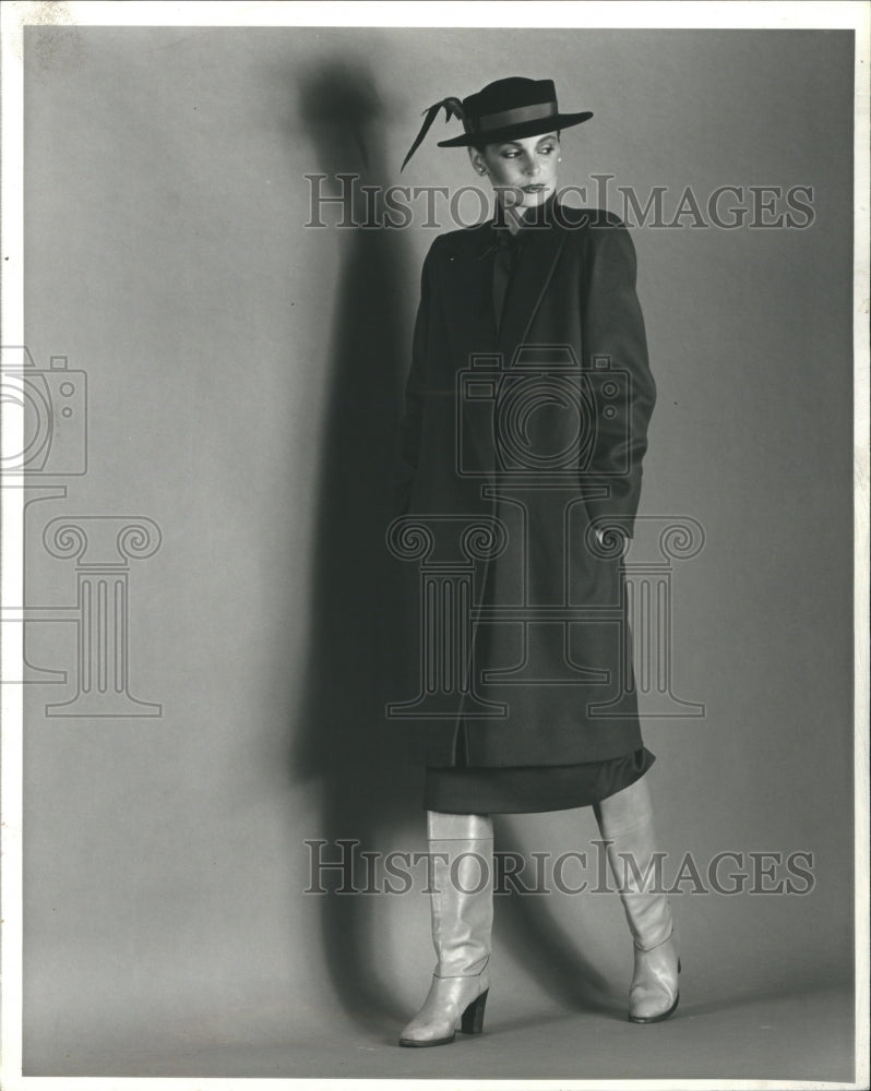 1979 Boots Coat Pencil Skirt Fredric Stein - Historic Images