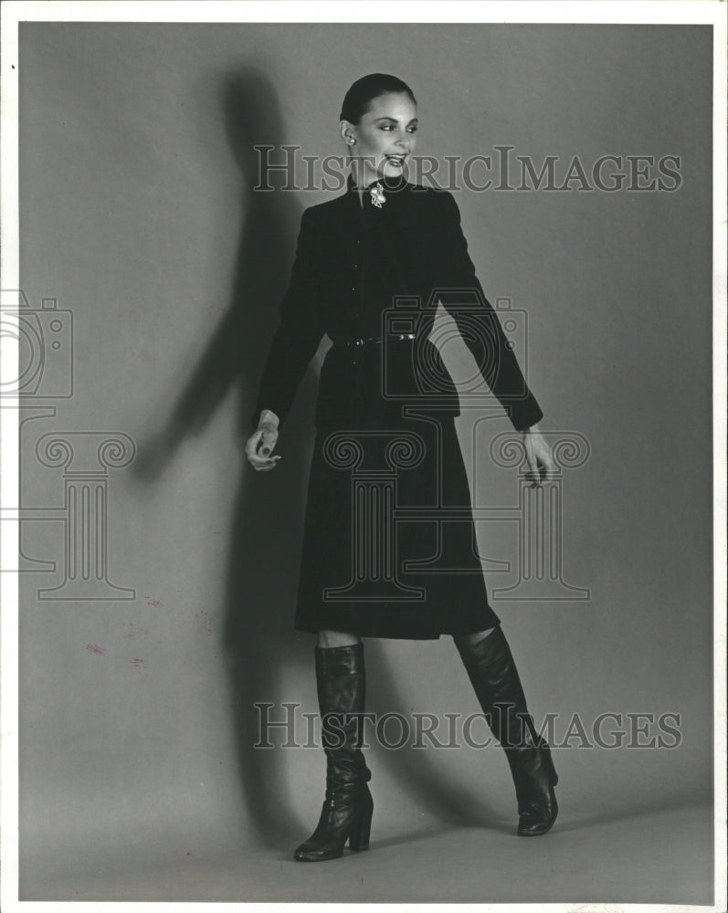 1979 Black Velvet Suit Designed by Luba - Historic Images