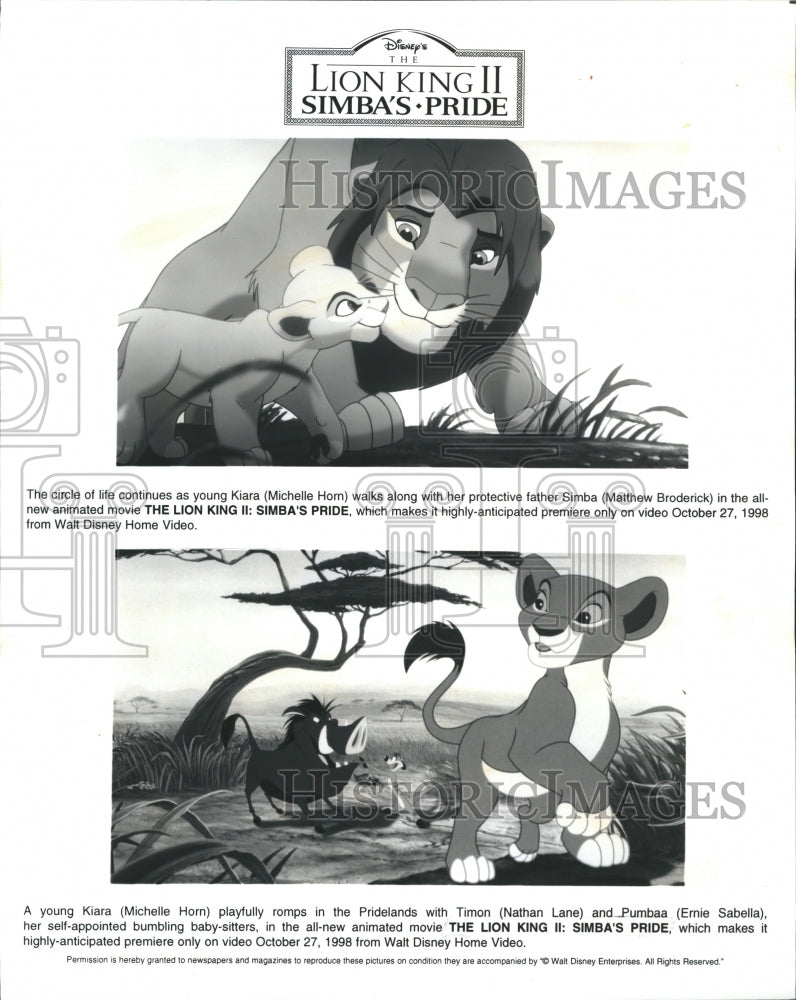 1998 Disney;s Lion King II Simba&#39;s Pride - Historic Images