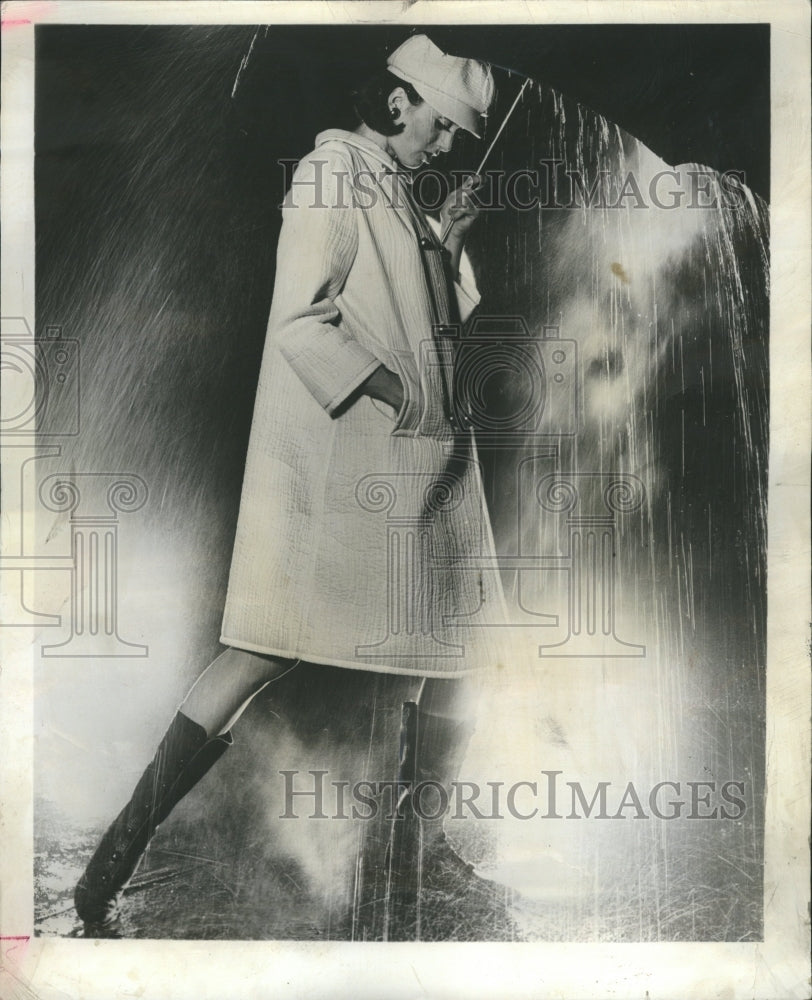 1964 White Laminated Nylon Raincoat - Historic Images