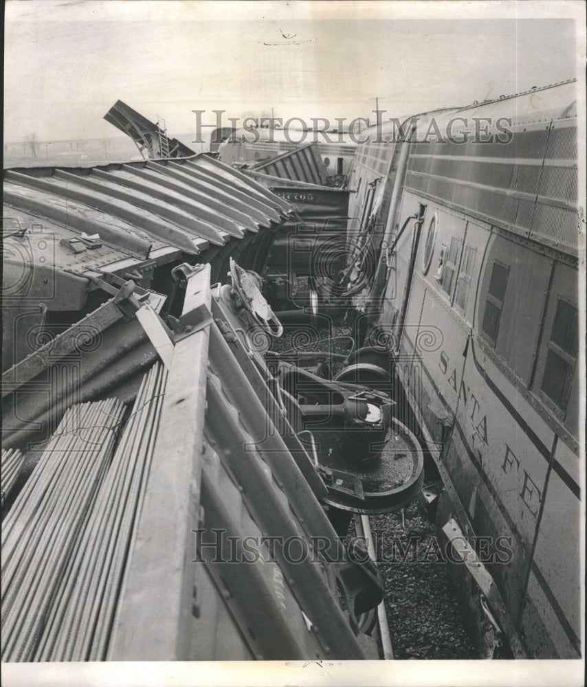 1963 Santa Fe Chief RR Wreck Closeup - Historic Images