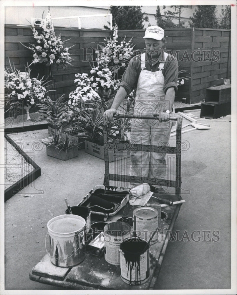 1965 Cobo Hall Home Flower Show Worker - Historic Images