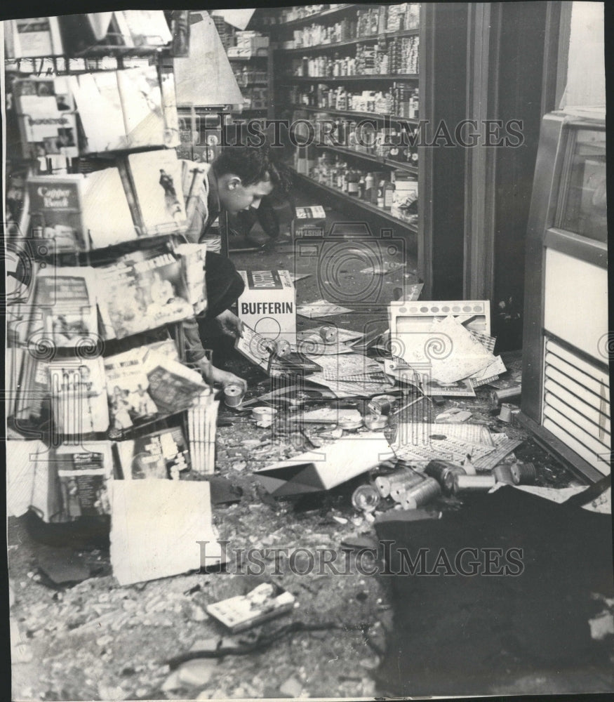 1961 Damage Done To Drug Store After Wind - Historic Images