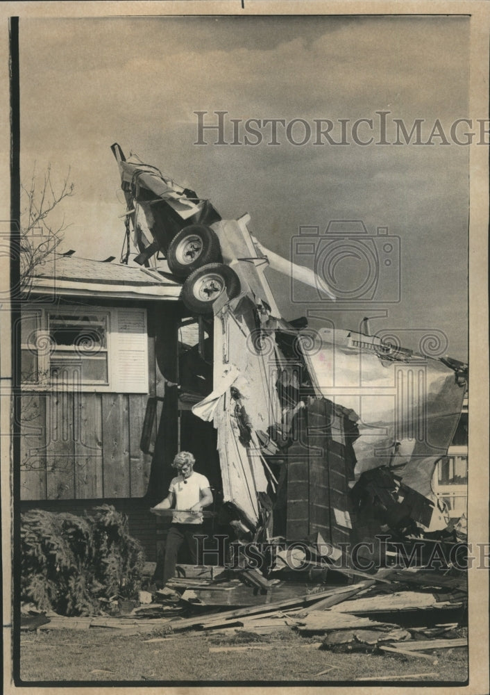 1976 Camper Blown Into House After Tornado - Historic Images