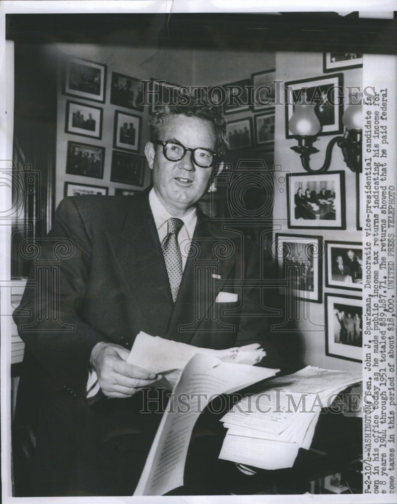1952 John J Sparkman VP Canidate 1952 - Historic Images