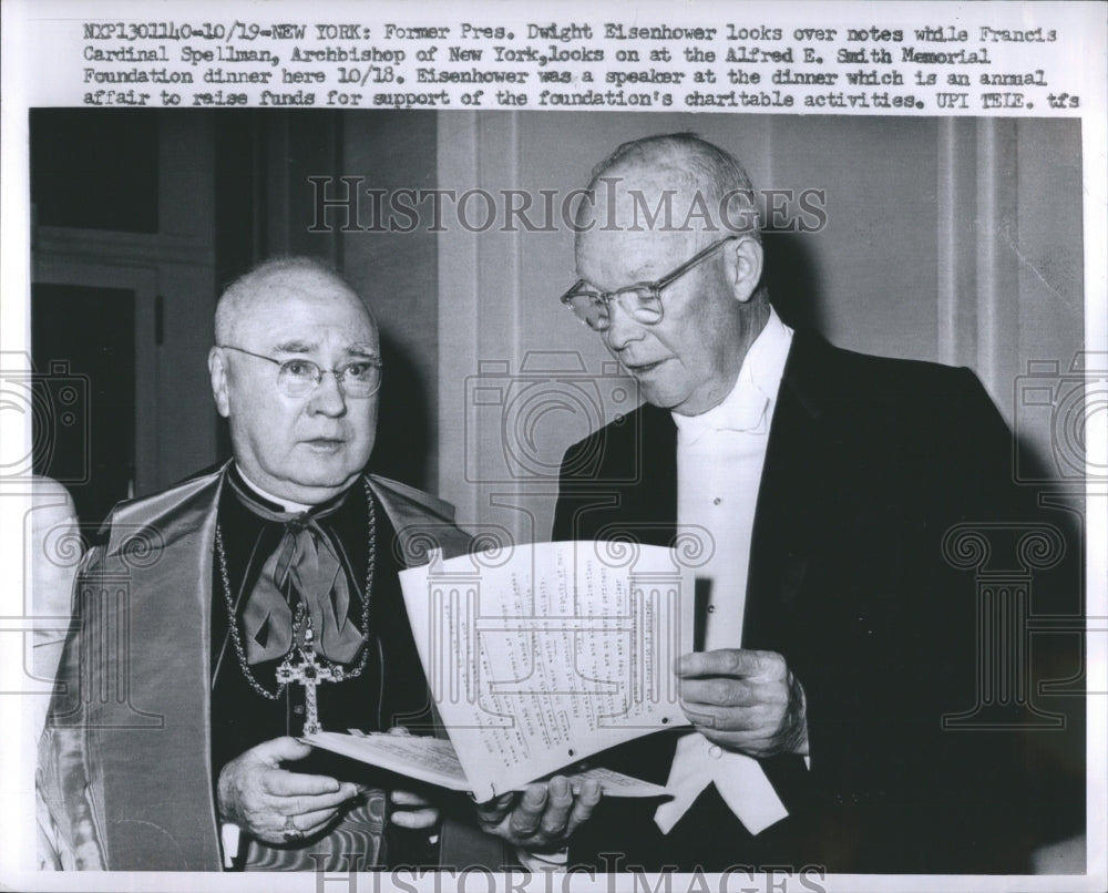1961 Press Photo Dwight Eisenhower Francis Spellman - Historic Images