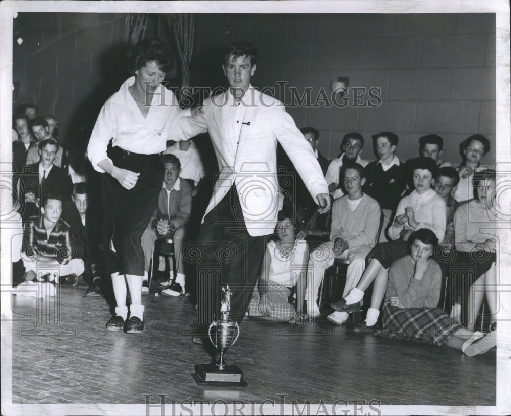 1956 Teenagers Boy GIrl Dance Cup  - Historic Images