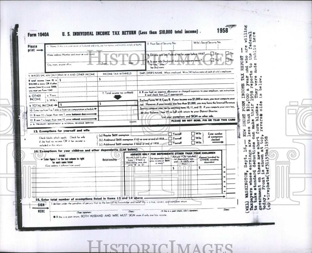 1958 Income Taxes United States Detroit  - Historic Images