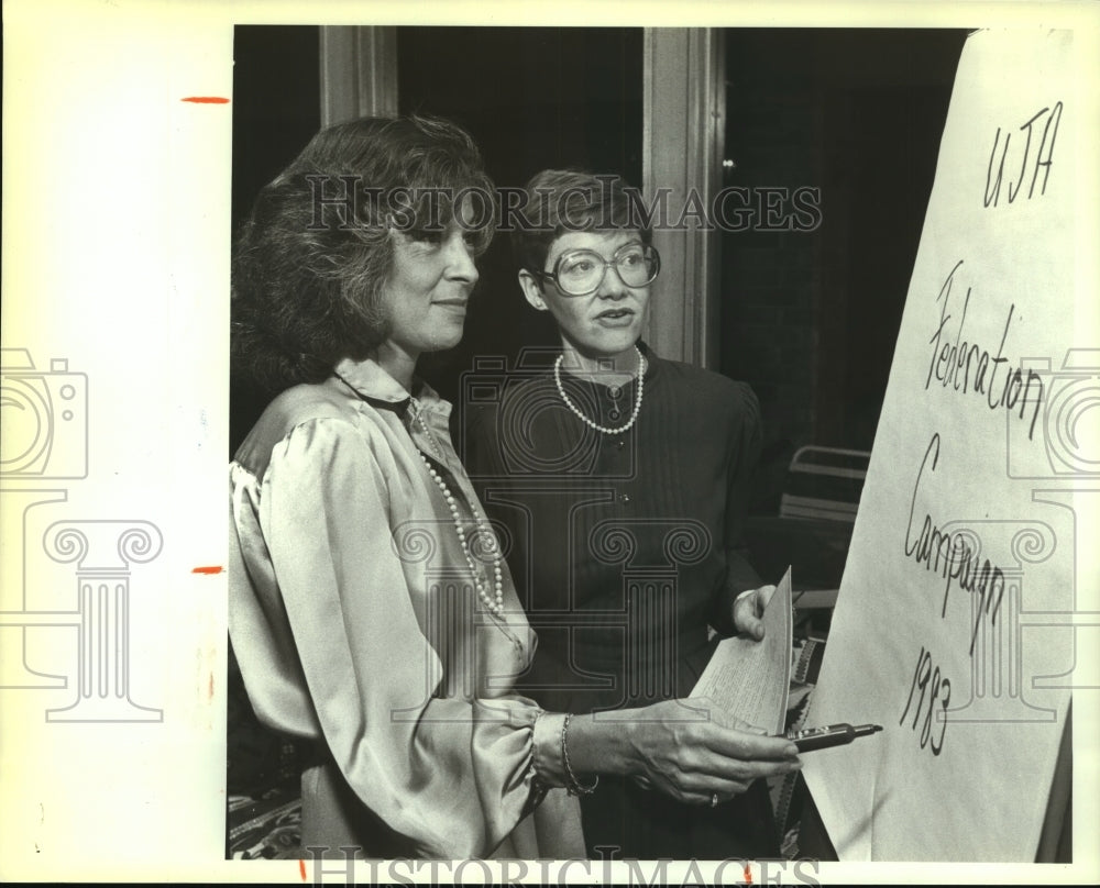 1983 Betty Adler and Vicki Agron at Jewish Federation of San Antonio - Historic Images