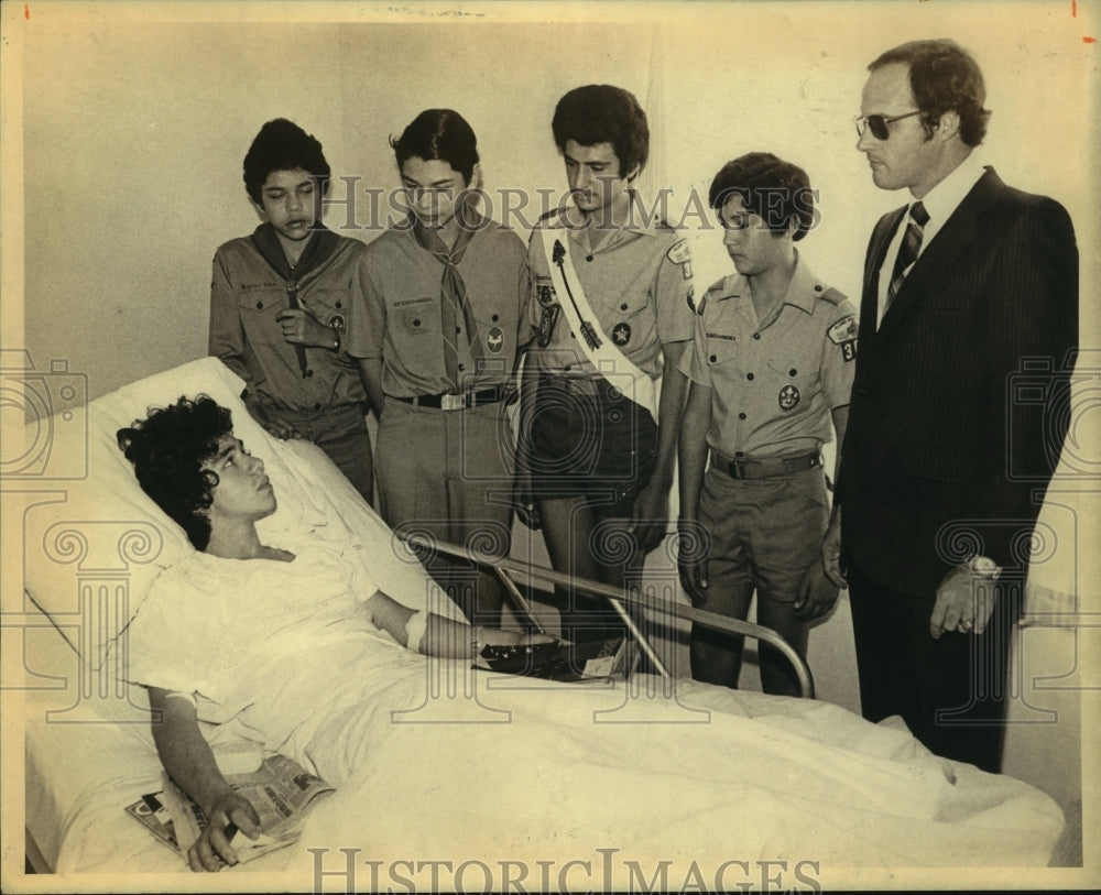 1981 Tommy Adkisson, State Representative Bedside with Boyscouts - Historic Images