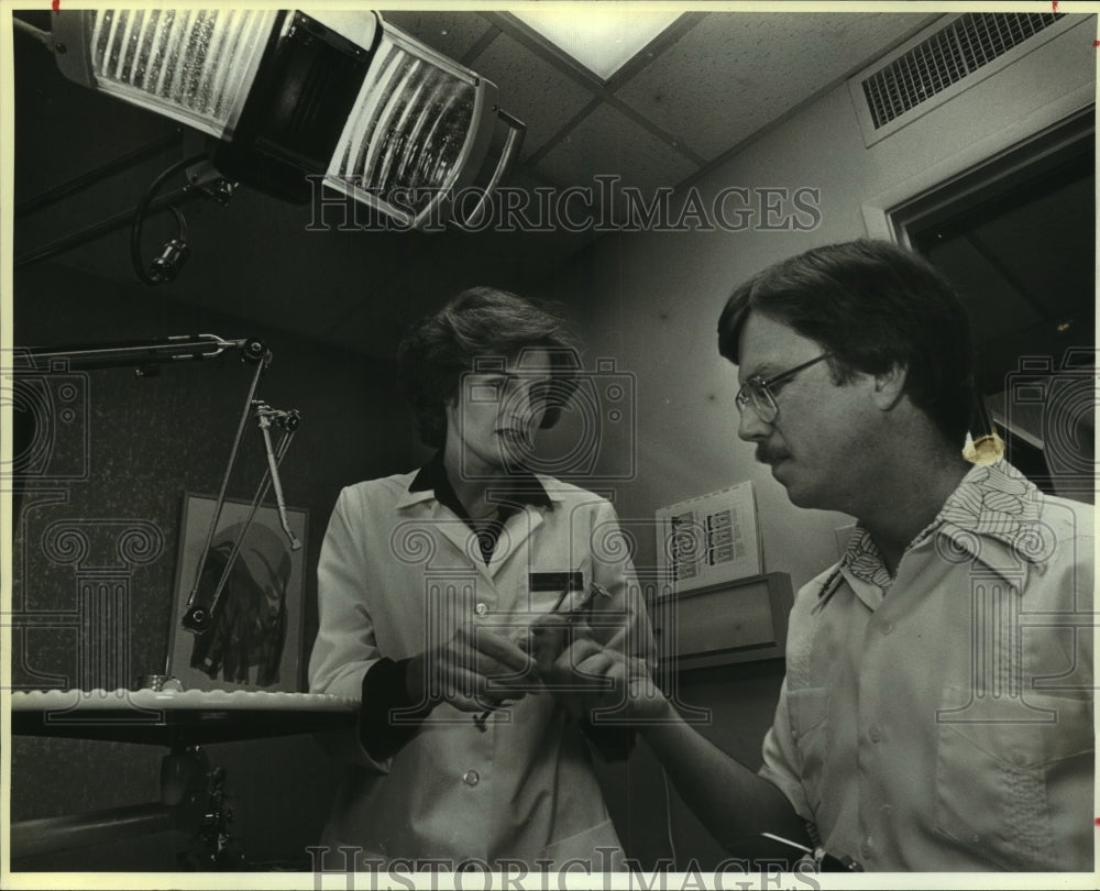 1985 Dr. Robert Angel, Former Priest and Wife Jan at Dental Office - Historic Images