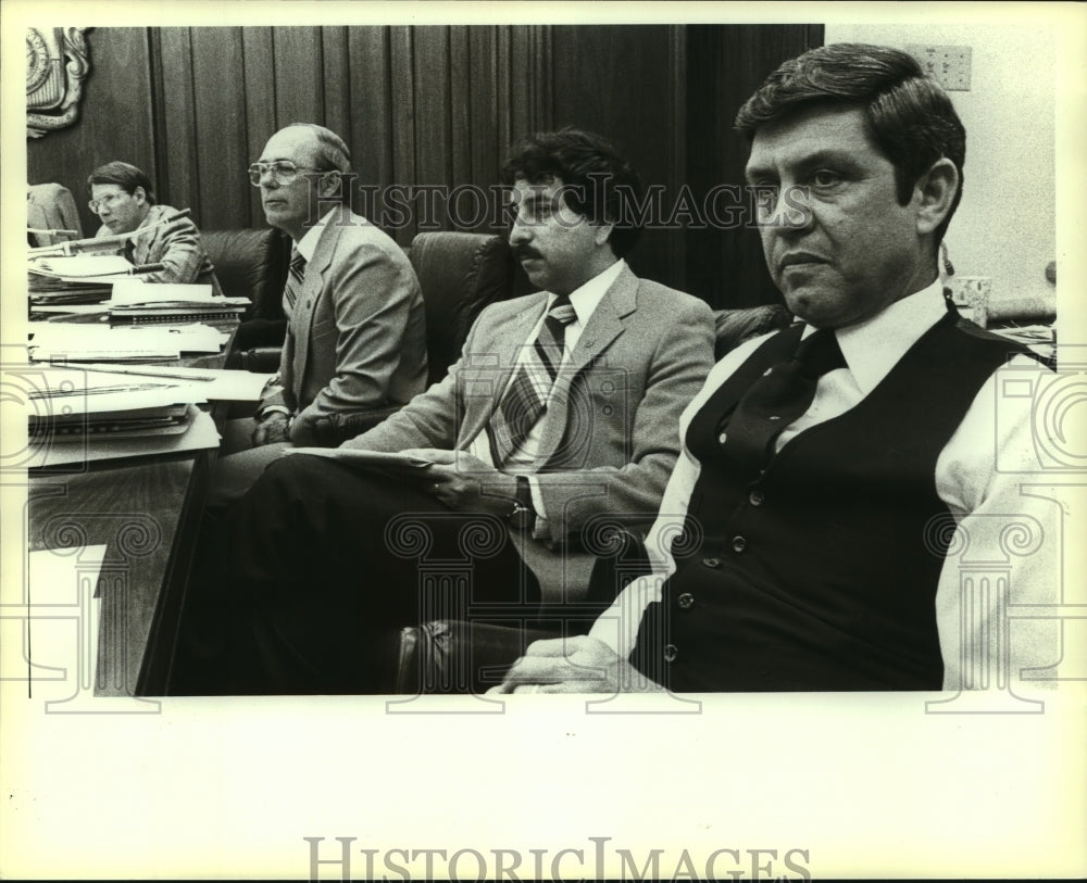 1983 Press Photo Joe Alderete with Others at City Council Meeting - saa00380 - Historic Images