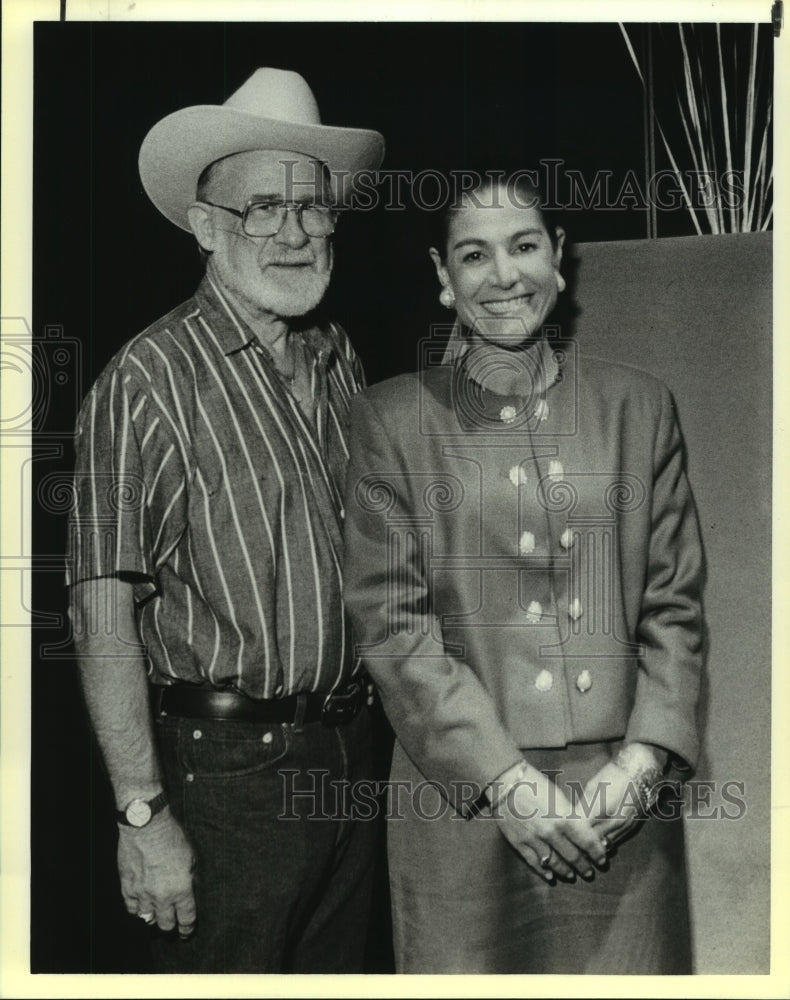 1990 Jo Ann Andera, Texas Folklife Festival Director with Artist - Historic Images