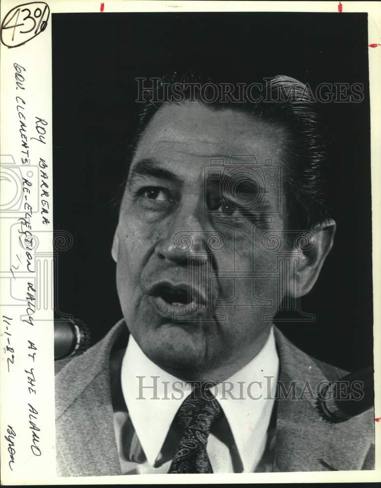 1982 Press Photo Roy Barrera at a Bill Clements election rally at the Alamo - Historic Images