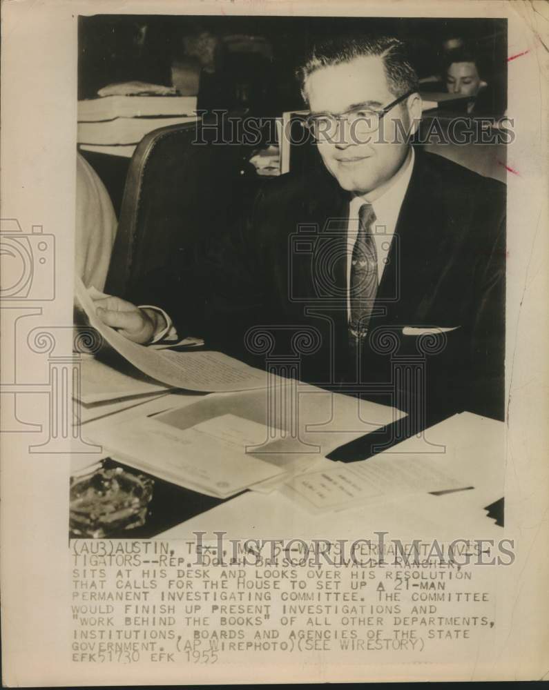 1955 Representative Dolph Briscoe at his desk in Austin, Texas - Historic Images