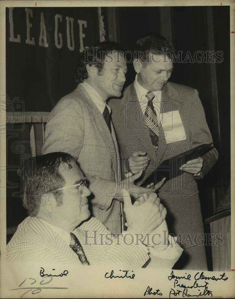1973 Joe Christie honored with Dolph Briscoe and Jamie Clements - Historic Images