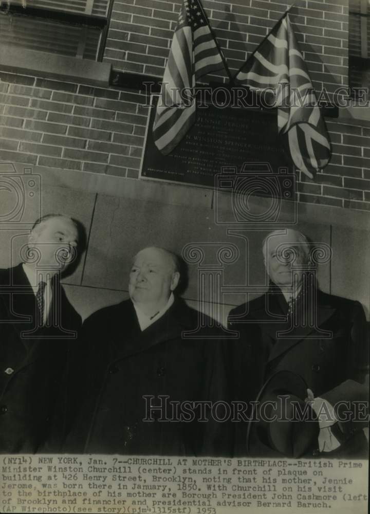 1953 British Prime Minister Winston Churchill with men at Dedication - Historic Images