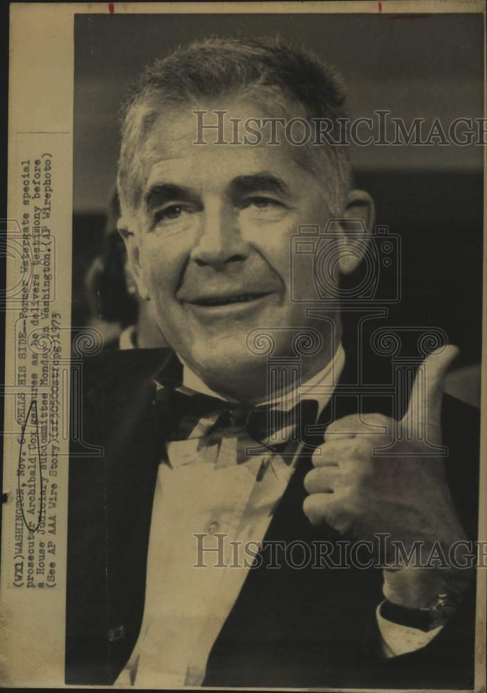 1973 Former Watergate special prosecutor Archibald Cox gestures - Historic Images