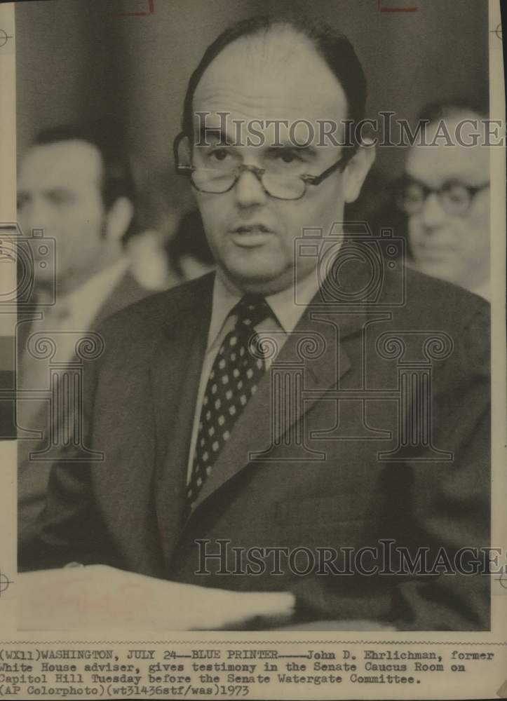 1973 John D. Ehrlichman, Former White House Advisor at Senate Room - Historic Images