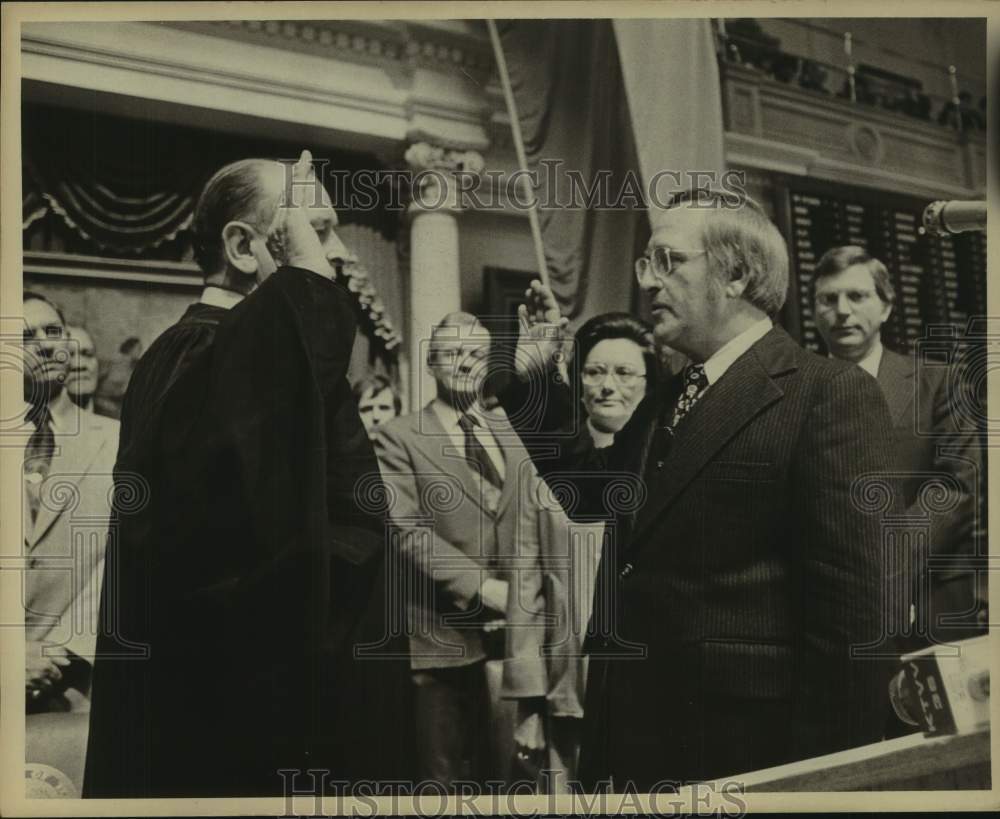 Bill Clayton, House Speaker Takes Oath with Judge Joe Greenhill - Historic Images