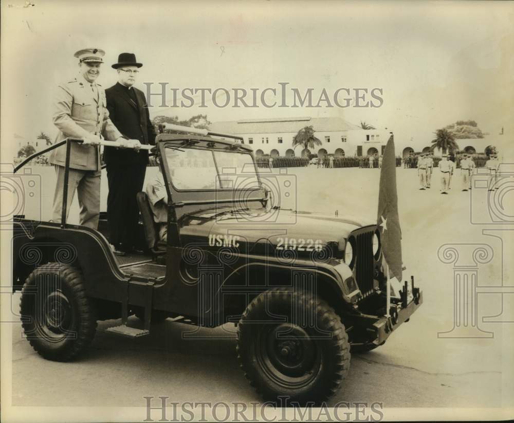 1969 Bishop Francis Furey in Marine Corps Jeep - Historic Images