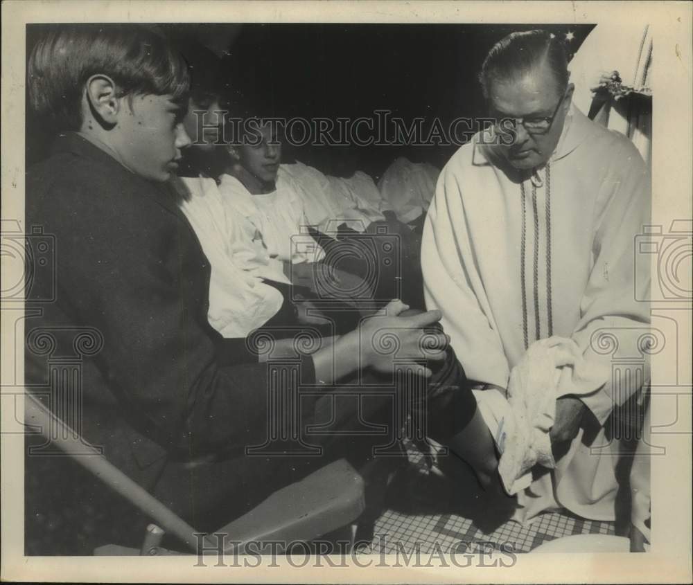 1971 Bishop Francis Furey and Family at Foot Washing Ceremony - Historic Images