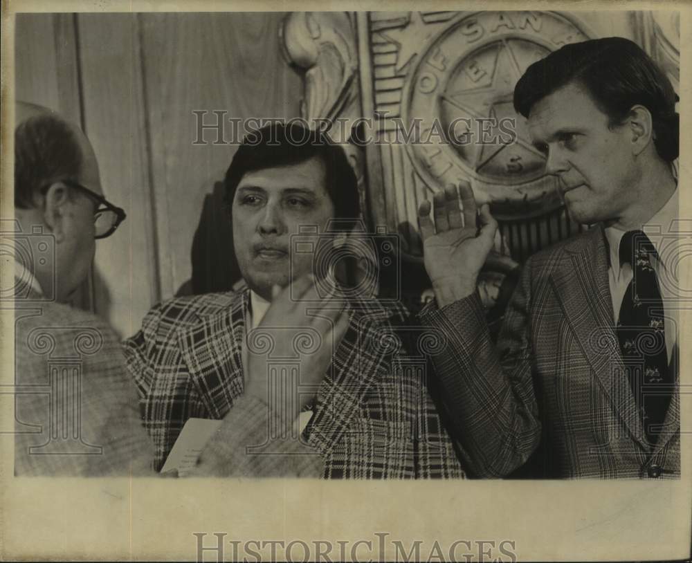 1975 D. Ford Nielsen with City Clerk Richard Tenenete at Oath - Historic Images