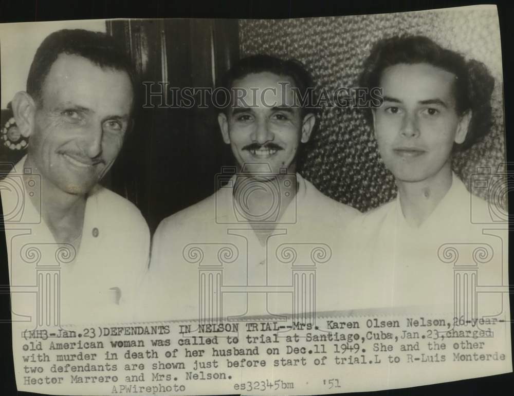 1951 Karen Olsen Nelson and Defendants of Cuba Murder Trial - Historic Images