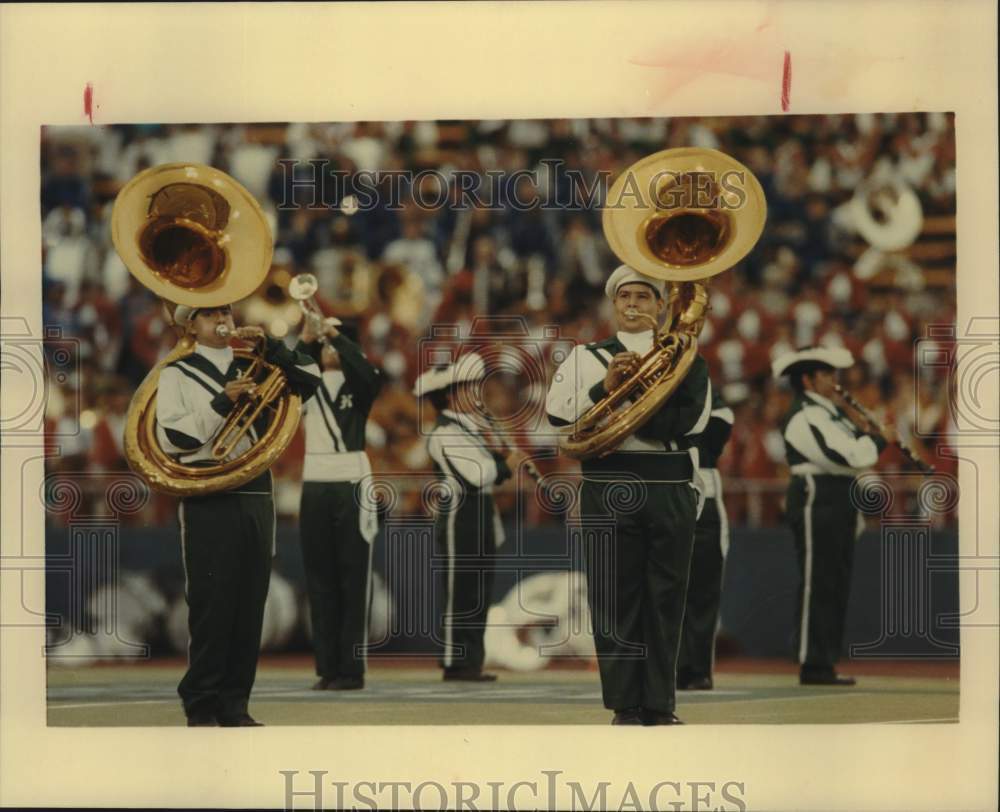 1991 Press Photo Kennedy High School Band Performs at Battle of Flowers Festival- Historic Images