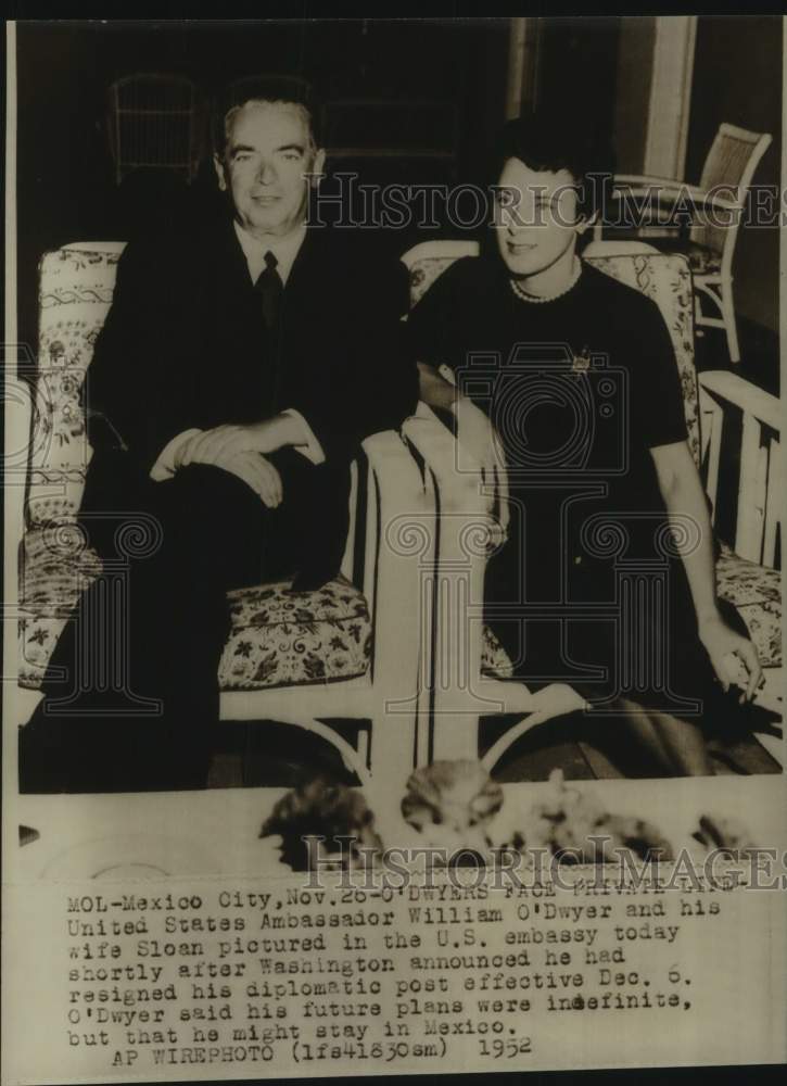 1952 U. S. Ambassador William O&#39;Dwyer and wife Sloan, Mexico City - Historic Images