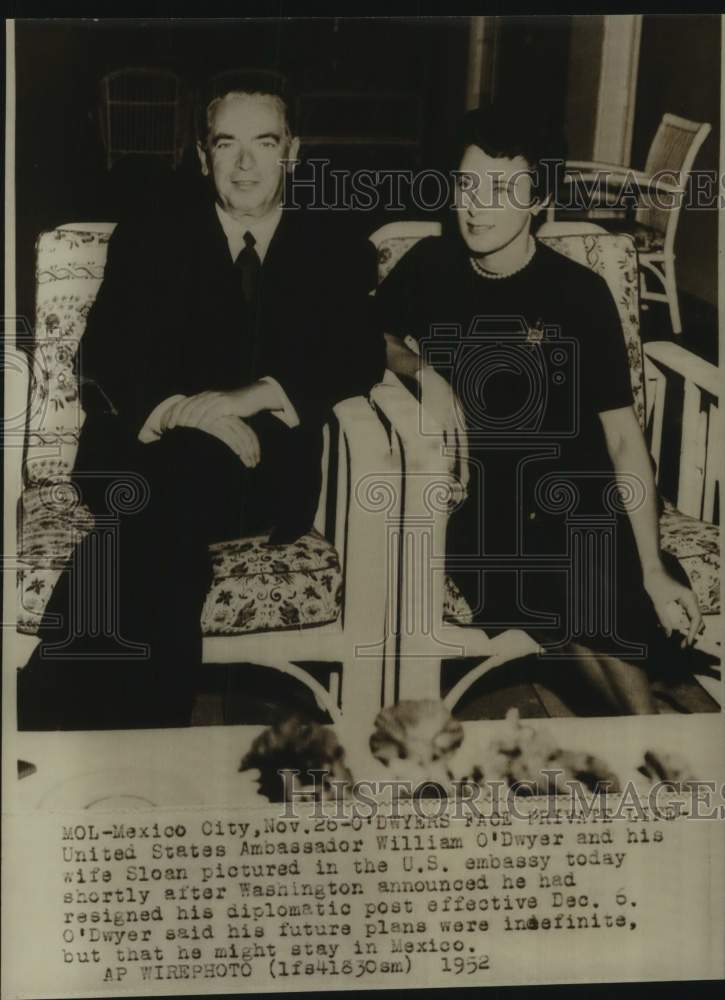 1952 U. S. Ambassador William O'Dwyer and wife Sloan, Mexico City - Historic Images