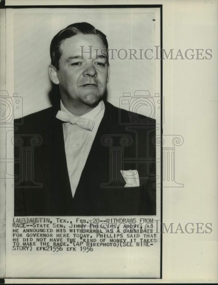 1956 State Senator Jimmy Philips, Former Gubernatorial Candidate-Historic Images