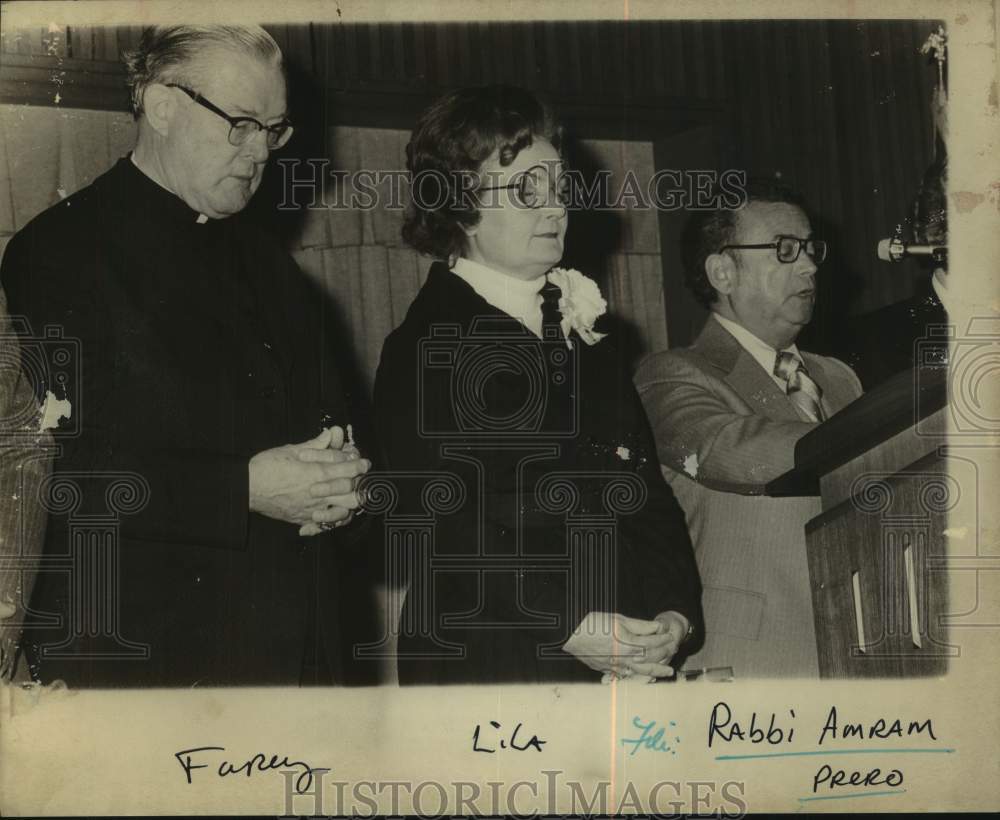 Press Photo Father Farey, with Lila and Rabbi Amram Prero - Historic Images