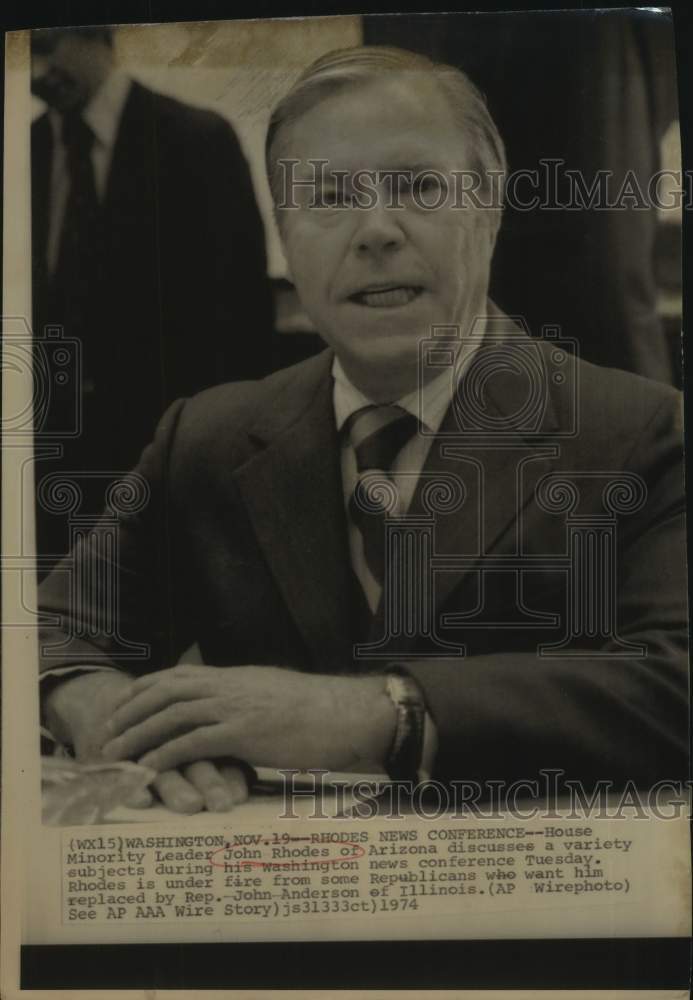1974 Press Photo House Minority Leader John Rhodes, Washington - saa21829 - Historic Images