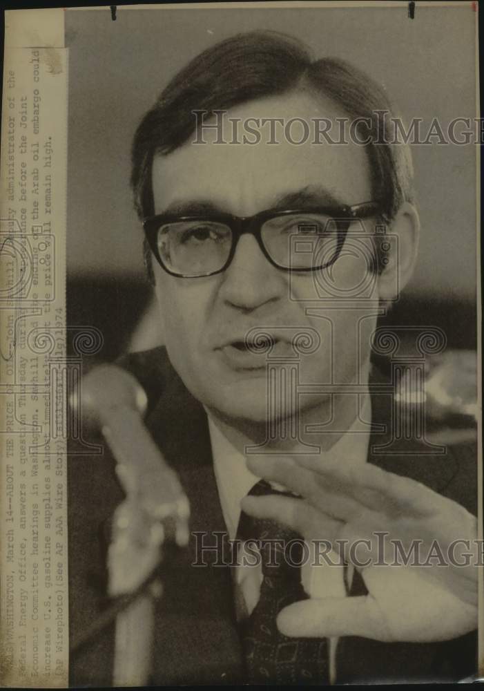 1974 Press Photo John Sawhill, Federal Energy Office, Washington - Historic Images