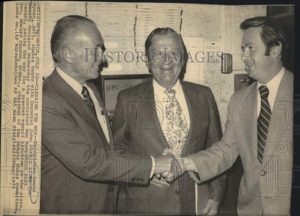 1975 Louis Wyman with John Durkin and Howard Cannon,  Washington - Historic Images