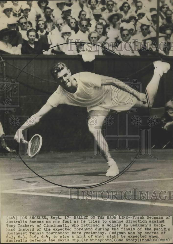 Press Photo Frank Sedgman in Pacific Southwest Tennis tournament, Los Angeles - Historic Images