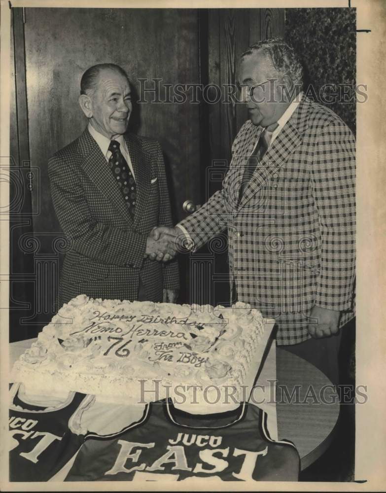 1975 Nemo Herrera&#39;s celebrating 76th Birthday with John Monfrey - Historic Images
