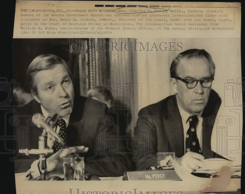 1974 Press Photo Senators Charles H. Perey and Henry M. Jackson, Washington - Historic Images