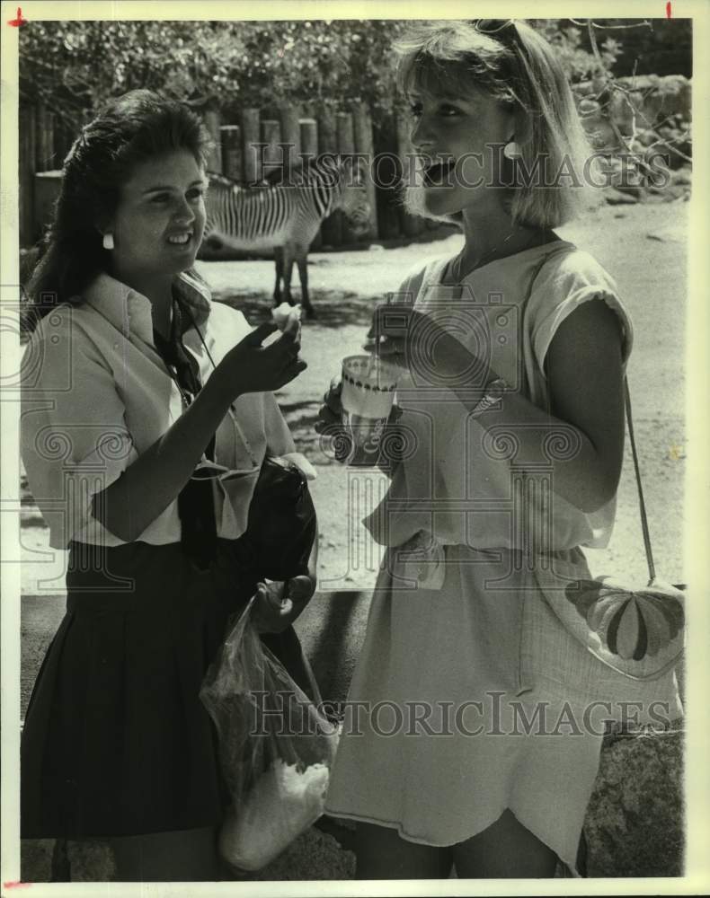 1981 Misty Paddack and Whitney Hayes at the zoo, Texas-Historic Images