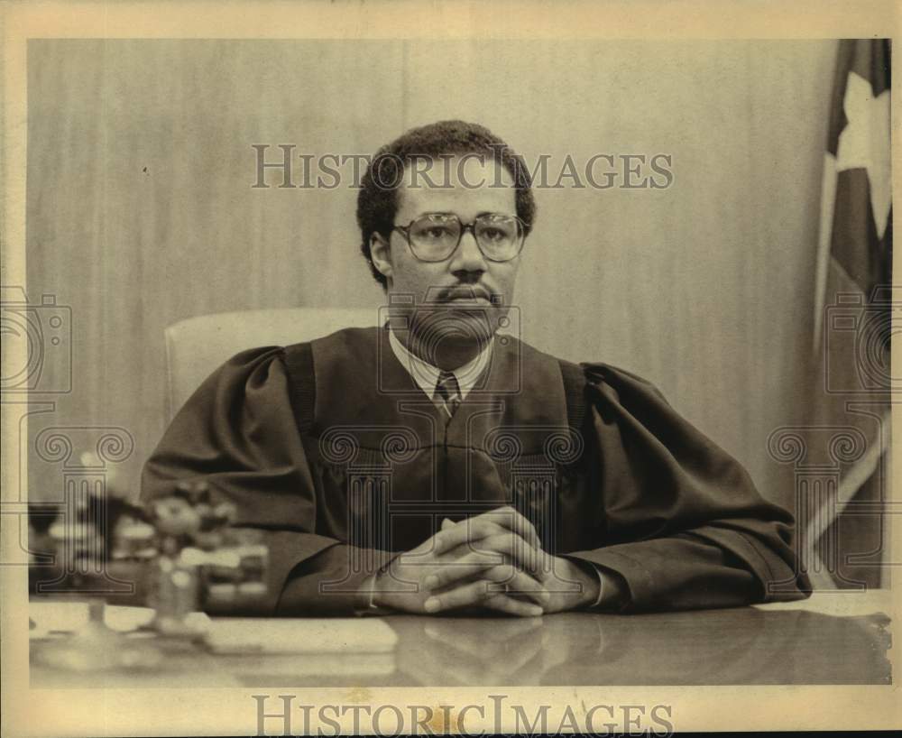 1982 Judge Alan Warrick sitting at his bench, Texas-Historic Images