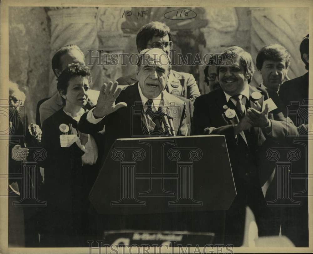 1980 Henry B. Gonzalez speaking at Carter Rally at the Alamo, Texas-Historic Images