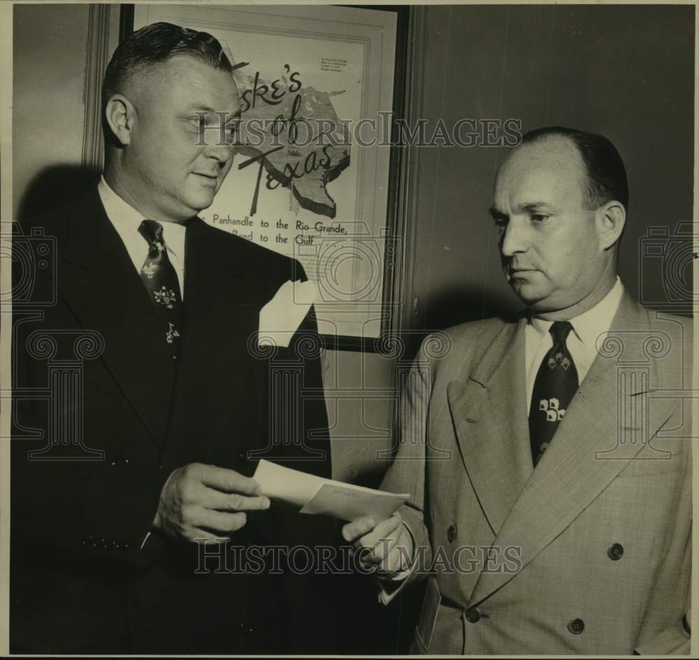 E. C. Sullivan presenting check to March of Dimes Campaign, Texas - Historic Images