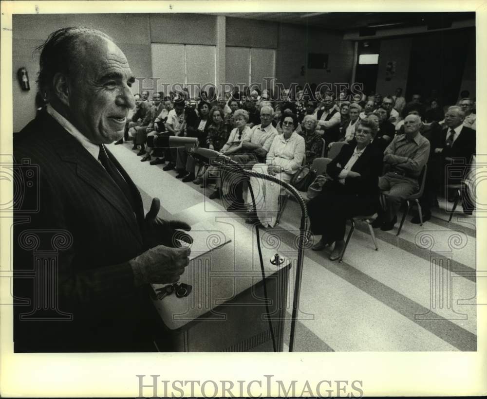 1983 Henry B. Gonzalez speaking at West Avenue Elementary, Texas-Historic Images
