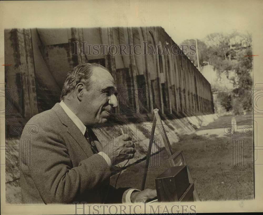 1979 Henry B. Gonzalez with microphone standing in field-Historic Images