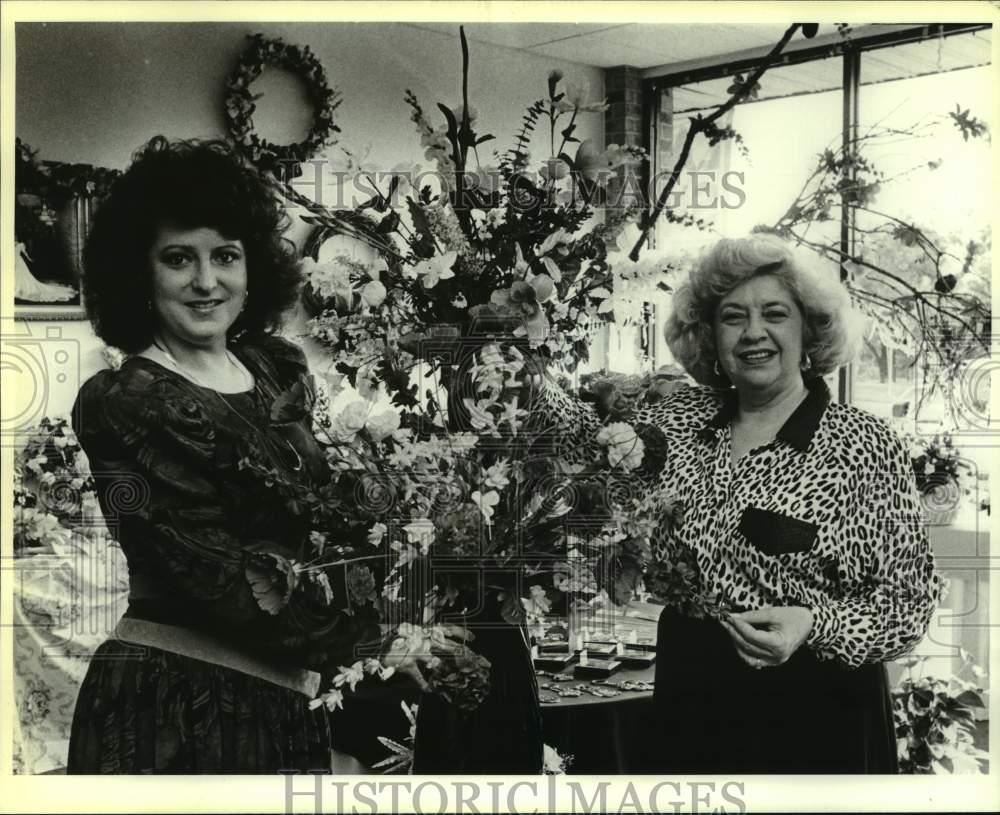 1990 Gina Waters and Mona Koonce arranging flowers, Texas-Historic Images