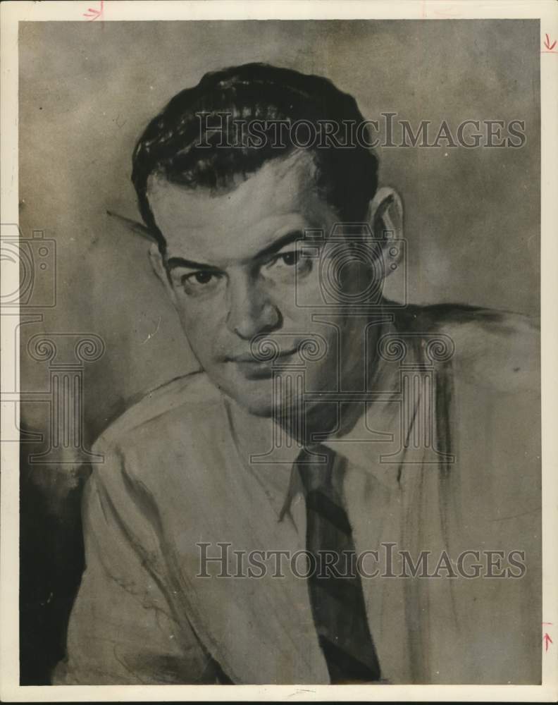 1964 Sketched portrait of Peter Wolff, San Antonio Set Designer-Historic Images