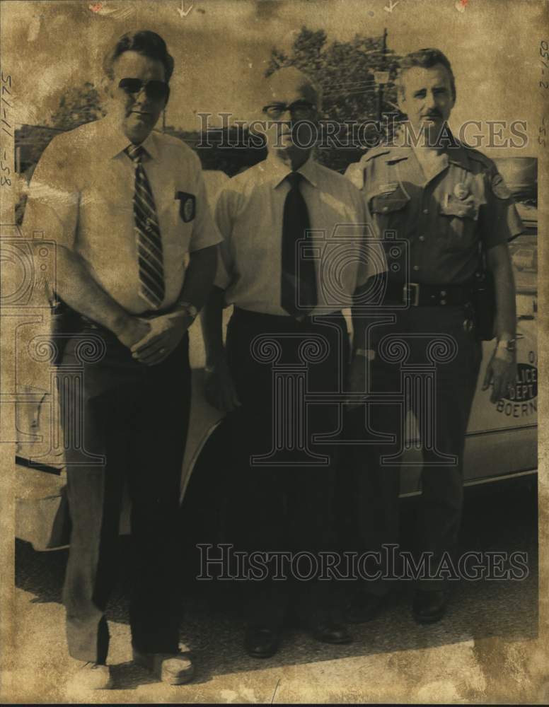 1982 Boerne Police Chief and Investigator with gentleman, Texas-Historic Images